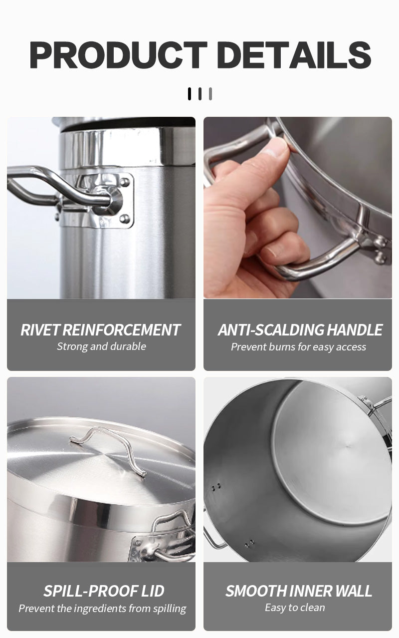 Restaurant Large Capacity Stainless Steel Cooking Hot Stock Pots