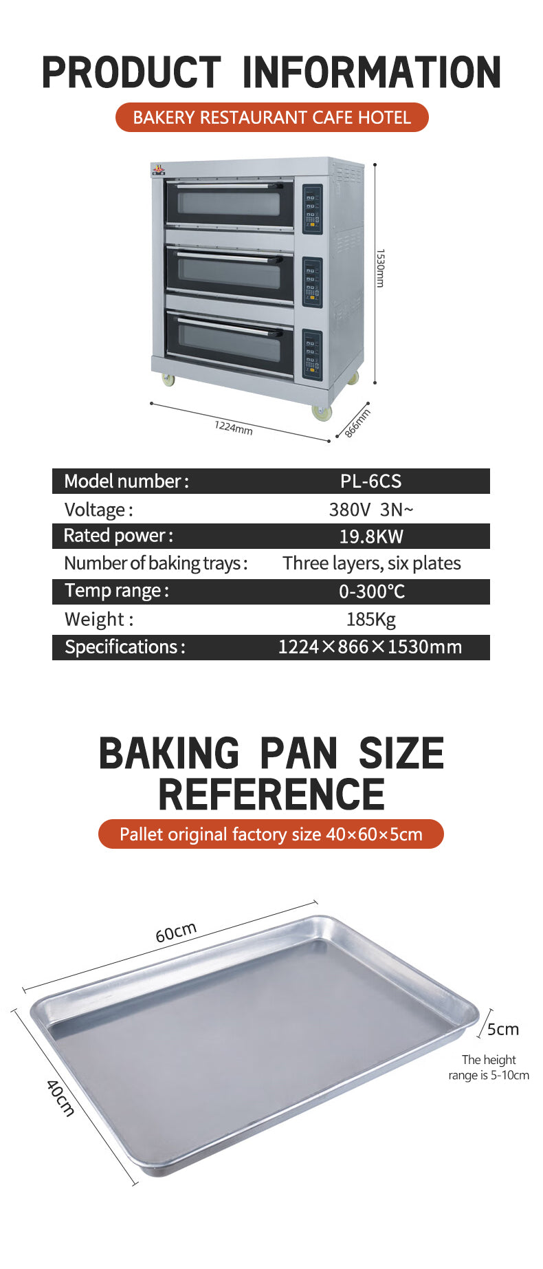 Commercial high-capacity temperature controlled electric oven pizza oven