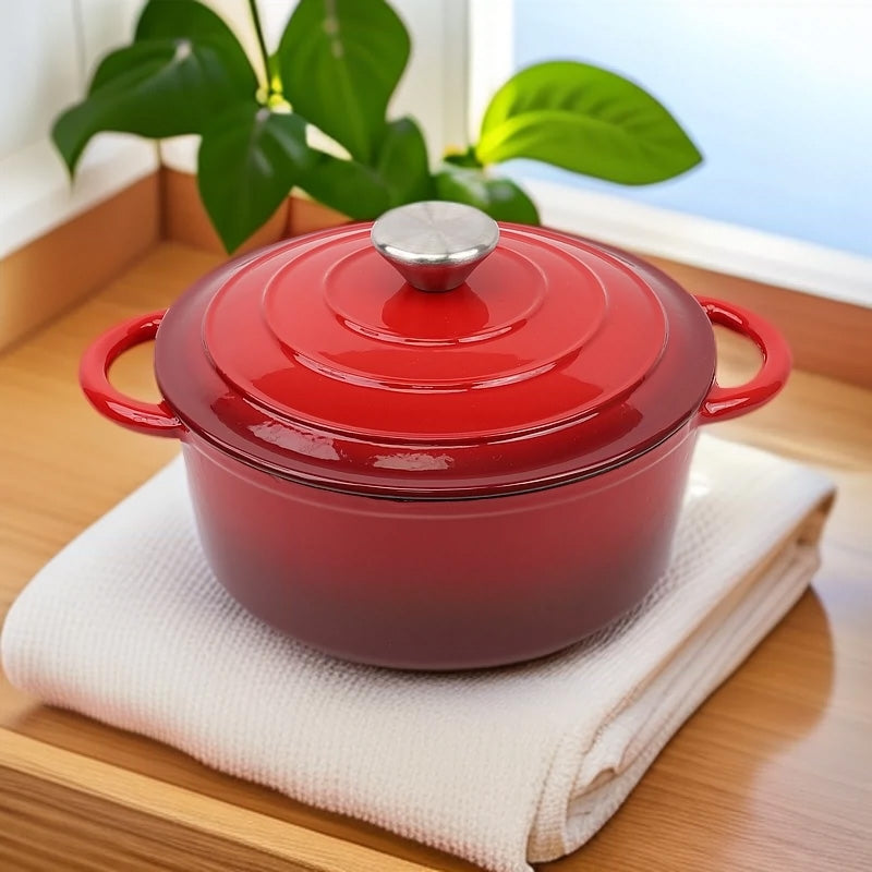 Round enamel pot red 28cm