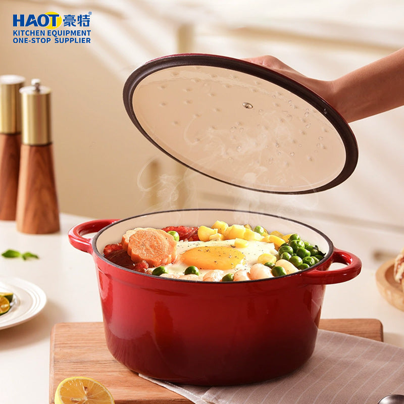 Round enamel pot red 28cm