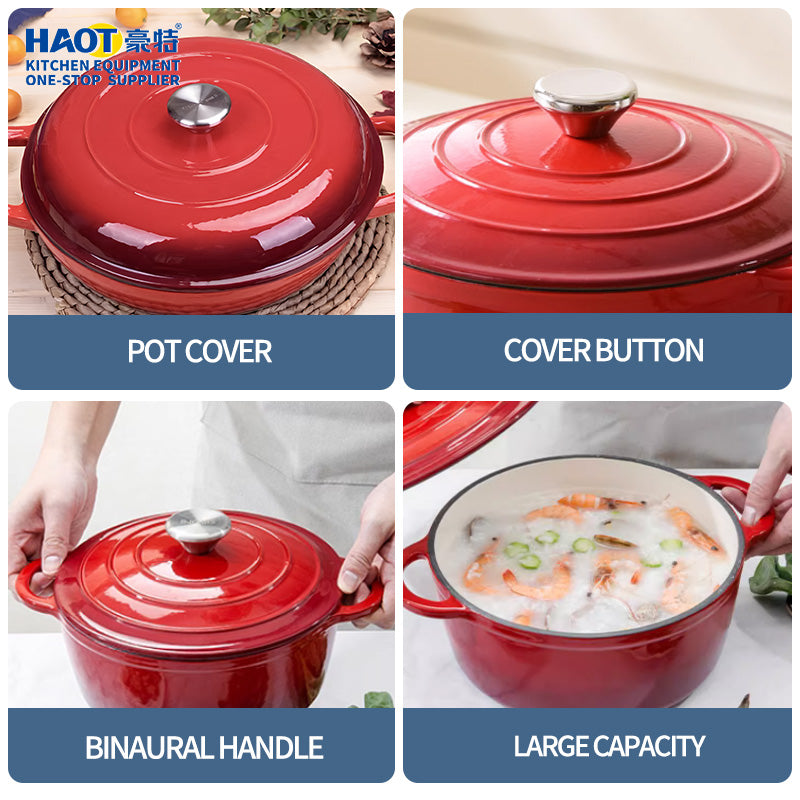 Round enamel pot red 28cm