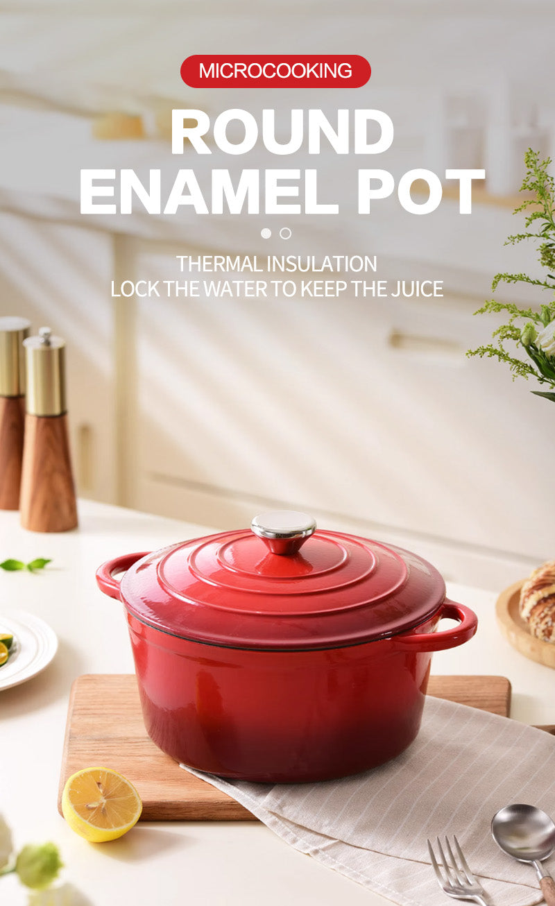 Round enamel pot red 28cm