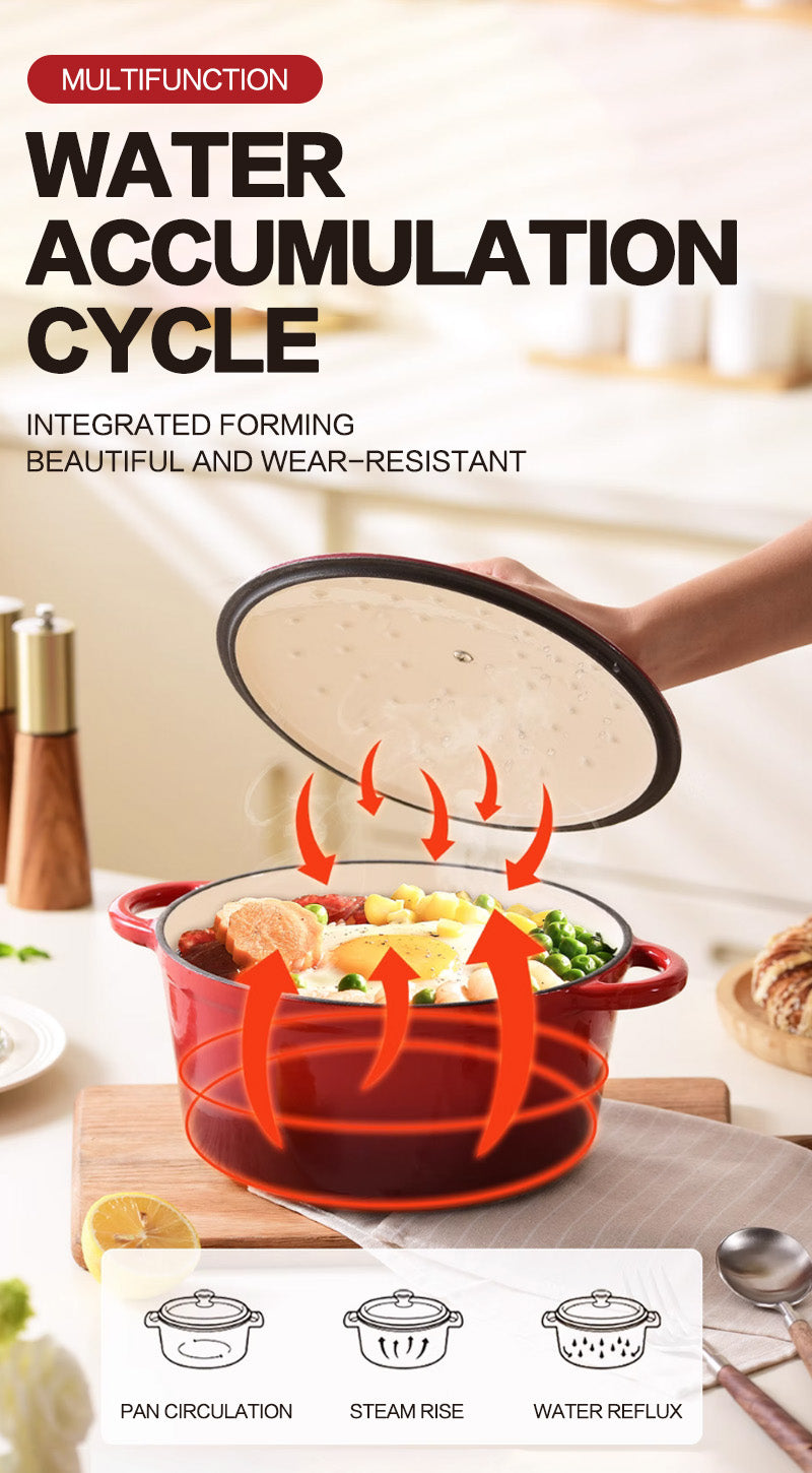 Round enamel pot red 28cm