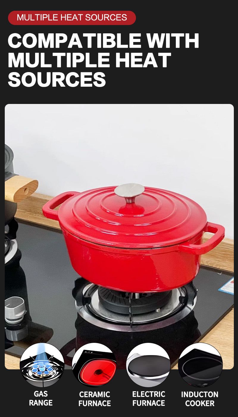 Round enamel pot red 28cm