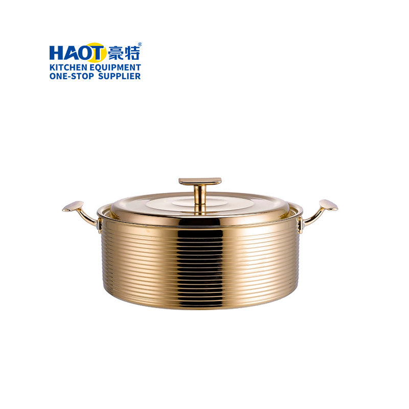 30cm Gold-Plated Korean-Style Stainless Steel Pot with Triple-Layer Base