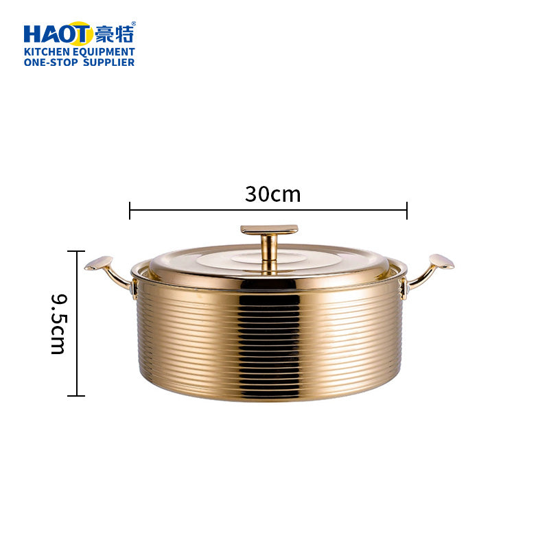 30cm Gold-Plated Korean-Style Stainless Steel Pot with Triple-Layer Base