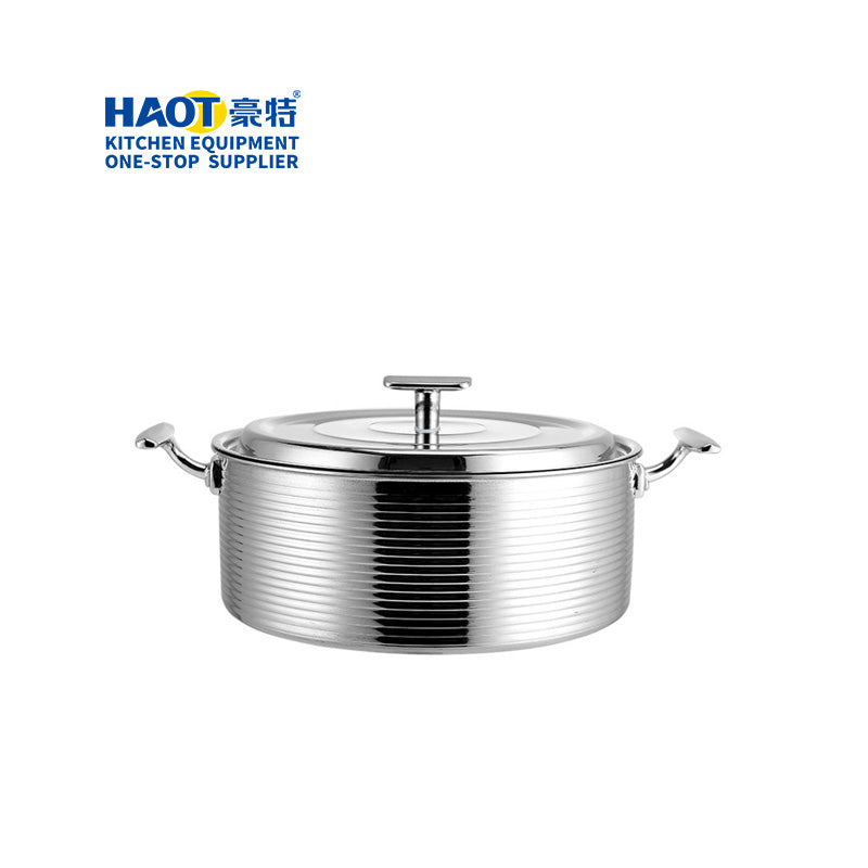 30cm Silver-Toned Korean-Style Stainless Steel Pot with Triple-Layer Base