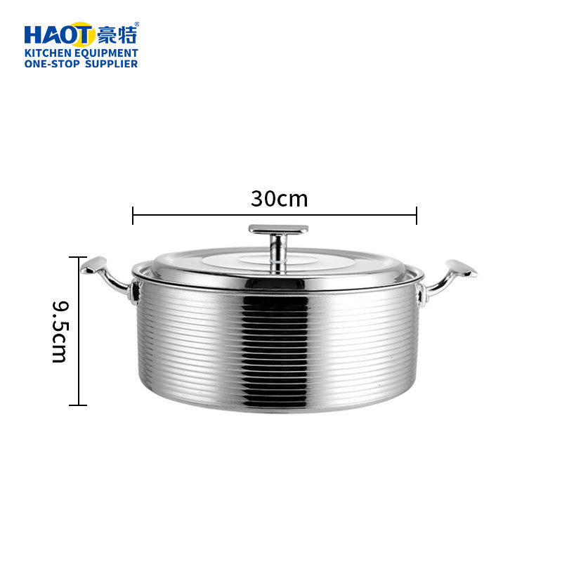 30cm Silver-Toned Korean-Style Stainless Steel Pot with Triple-Layer Base