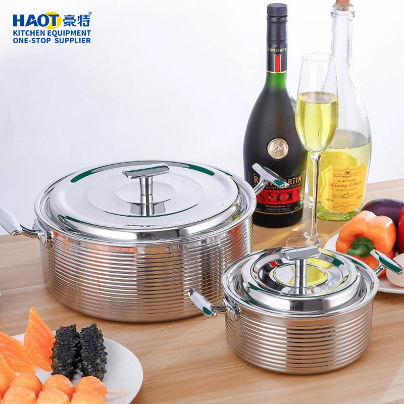 30cm Silver-Toned Korean-Style Stainless Steel Pot with Triple-Layer Base