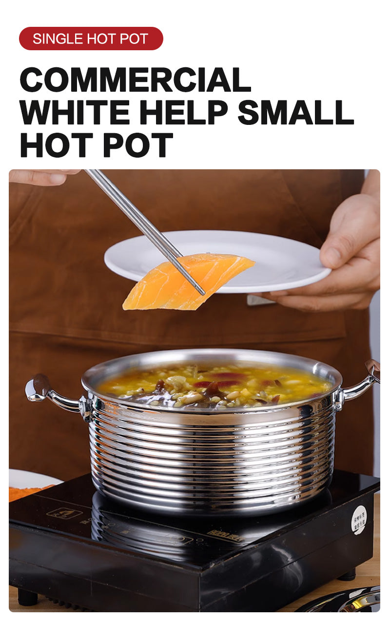30cm Silver-Toned Korean-Style Stainless Steel Pot with Triple-Layer Base