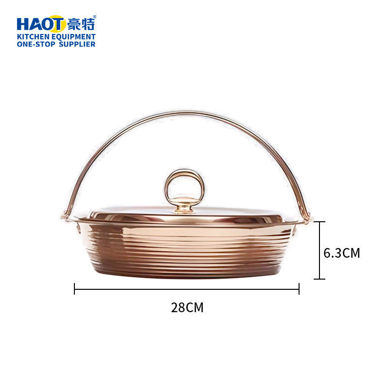 28cm Triple-Layer Stainless Steel Chafing Dish with Brass Finish