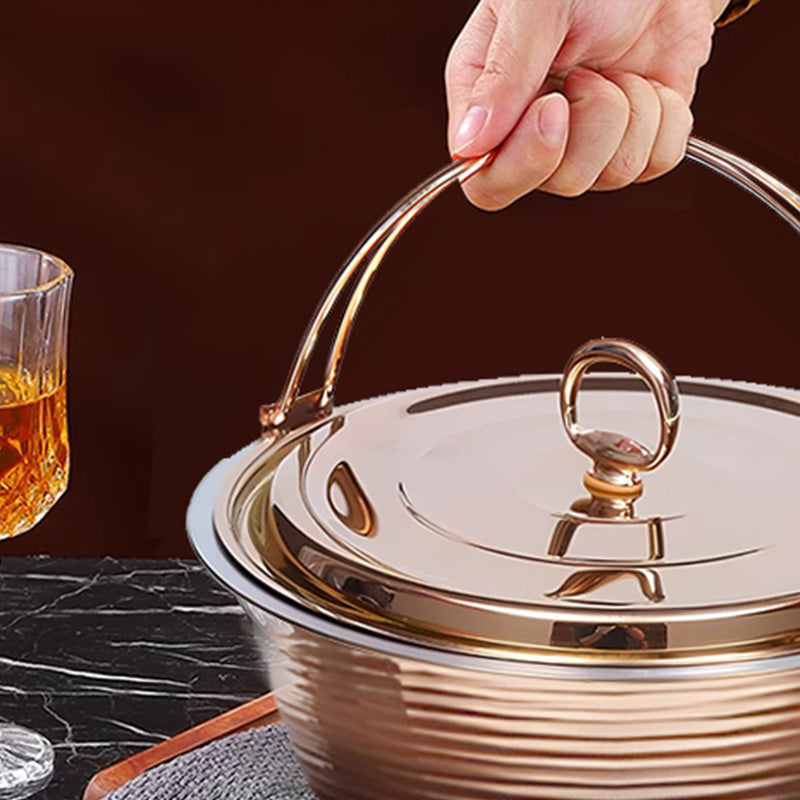 28cm Triple-Layer Stainless Steel Chafing Dish with Brass Finish