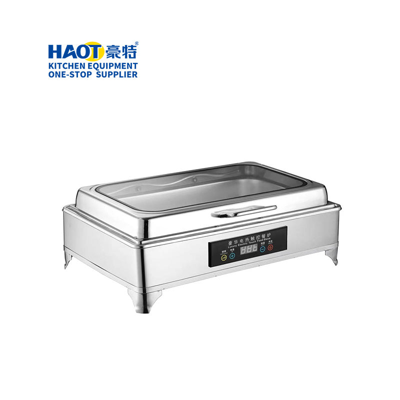 Digital temperature controlled rectangular glass edge dining stove