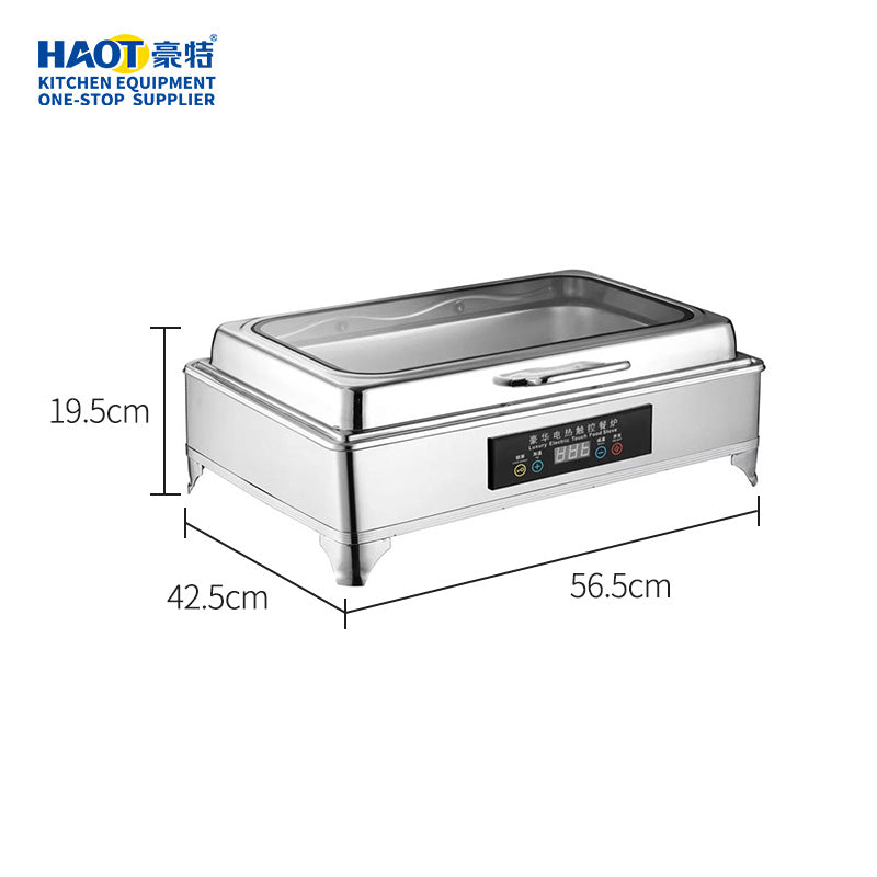 Digital temperature controlled rectangular glass edge dining stove