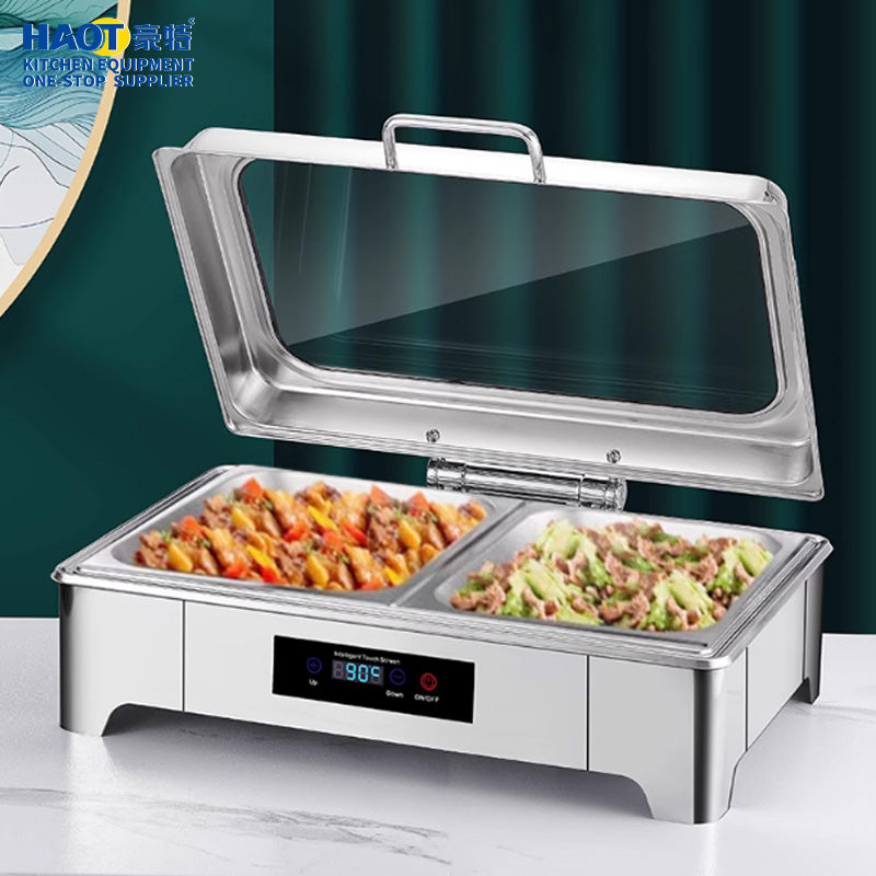 Digital temperature controlled rectangular glass edge dining stove