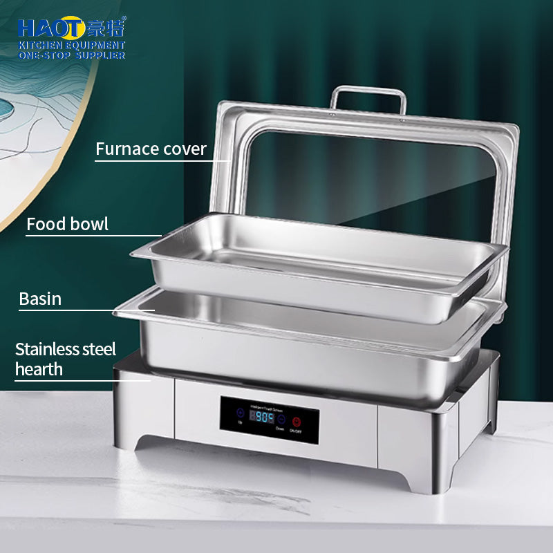 Digital temperature controlled rectangular glass edge dining stove