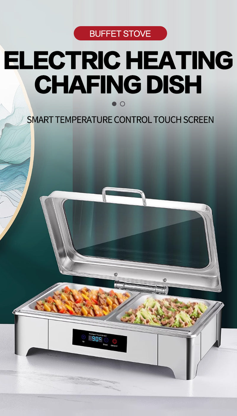 Digital temperature controlled rectangular glass edge dining stove