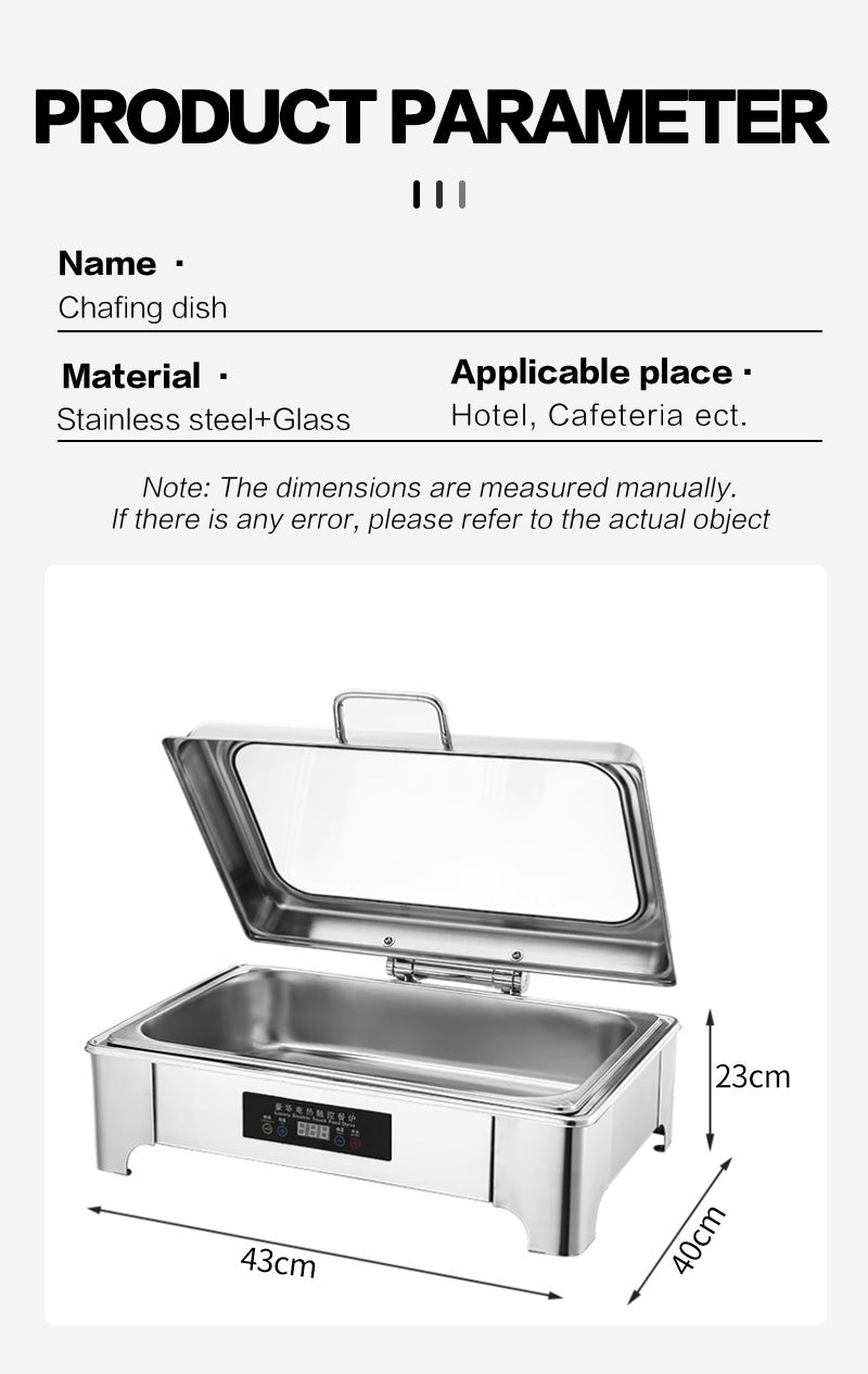 Digital temperature control square large glass edge dining stove