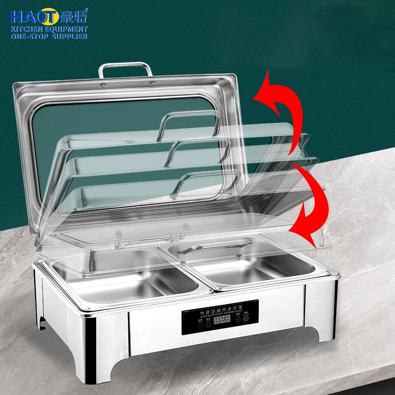 Digital temperature control square large glass edge dining stove