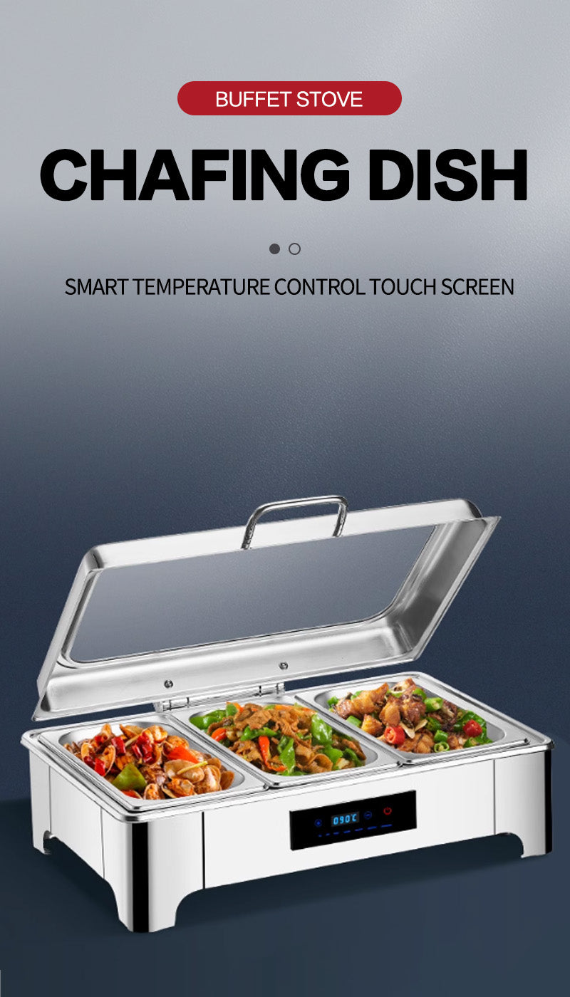 Digital temperature control square large glass edge dining stove