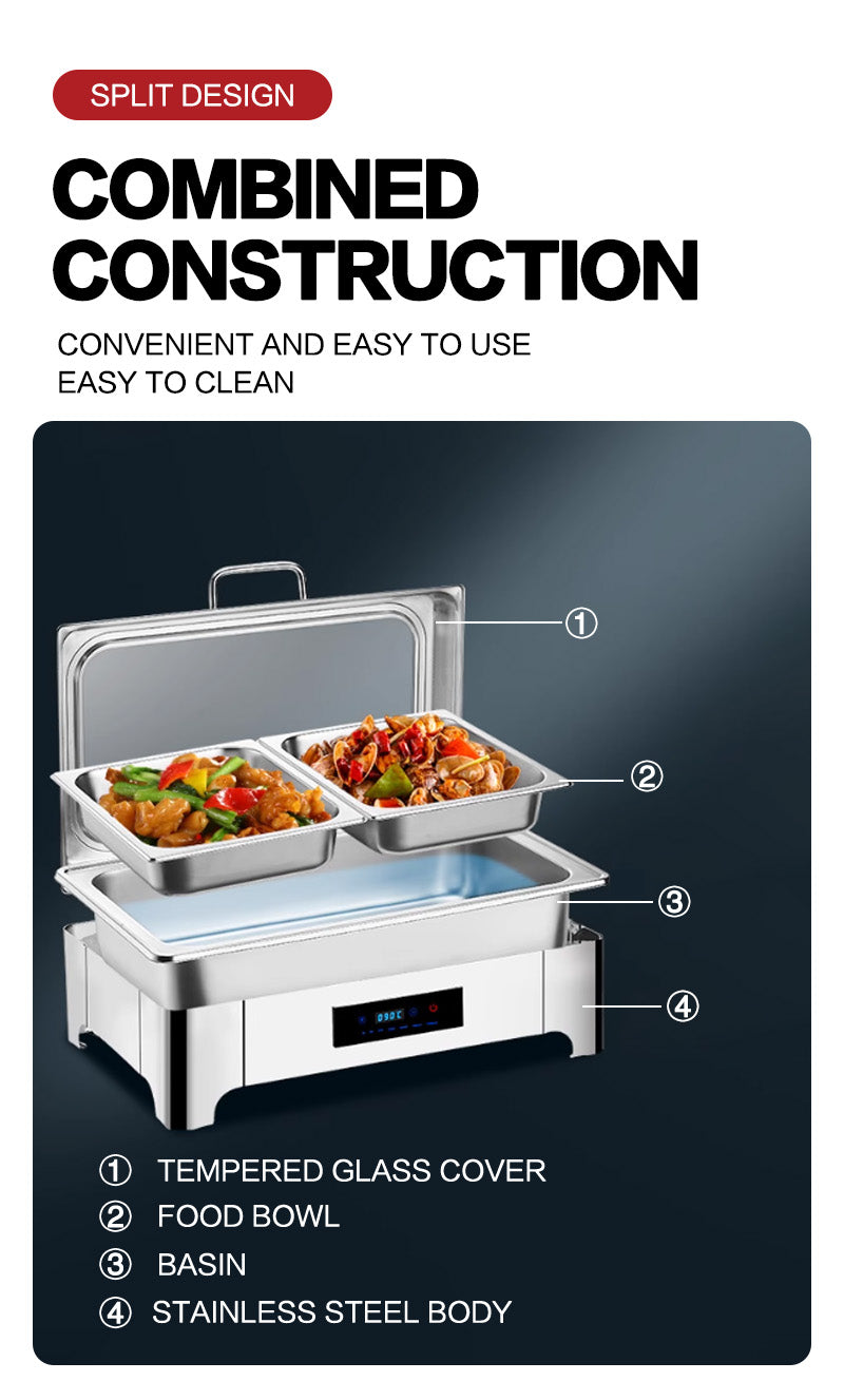 Digital temperature control square large glass edge dining stove