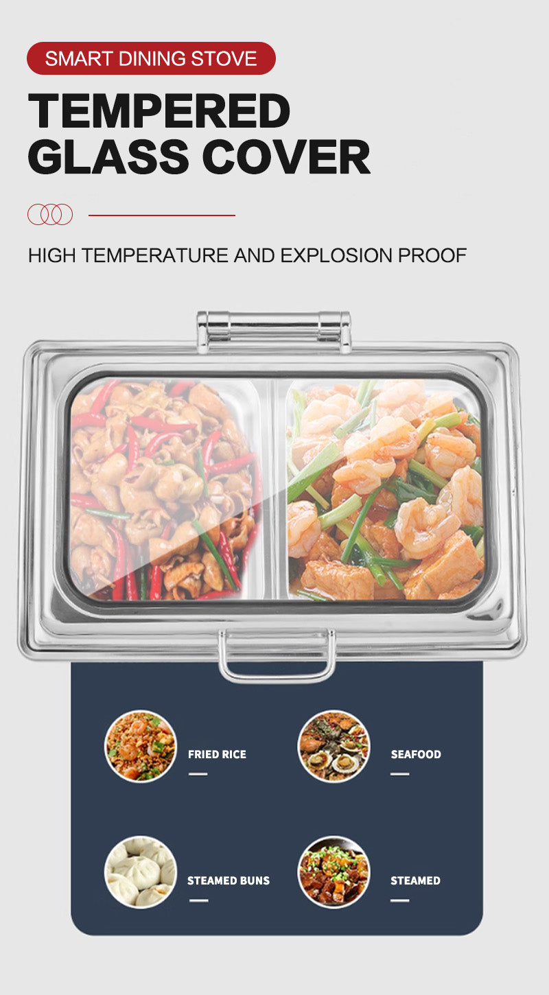 Digital temperature control square large glass edge dining stove