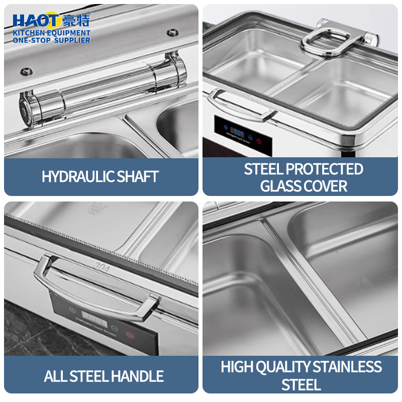 40 CNC short legged luxury digital display temperature control rectangular large glass dining stoves