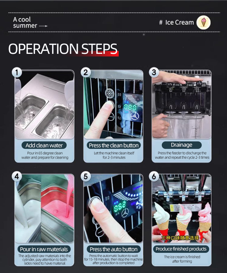 Commercial Automated Table Top 3 Flavors Soft Serve Ice Cream Machine