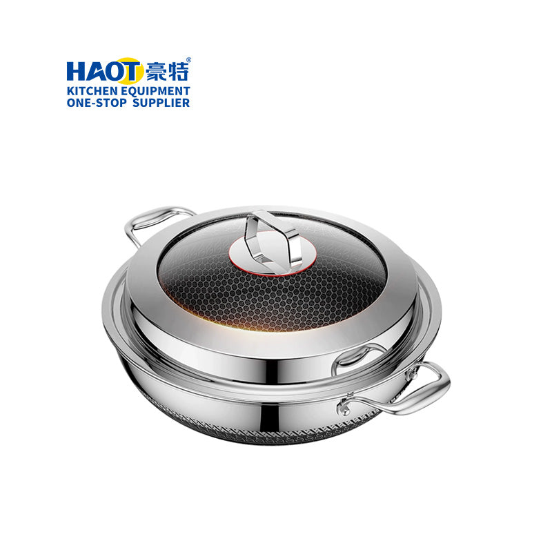 36cm three-layer steel double-sided double ear frying pan