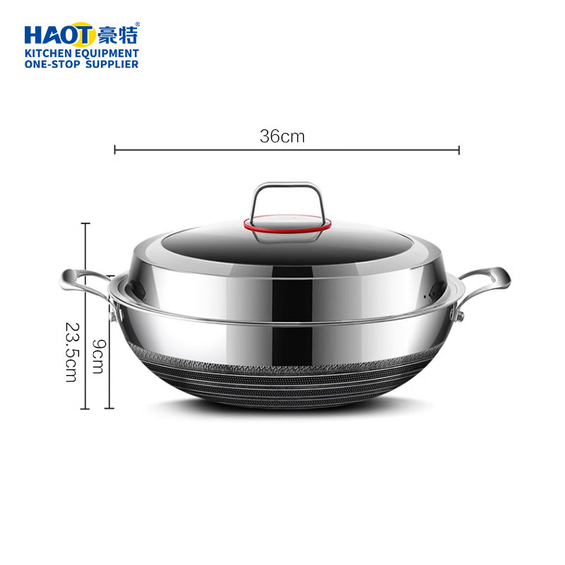 36cm three-layer steel double-sided double ear frying pan