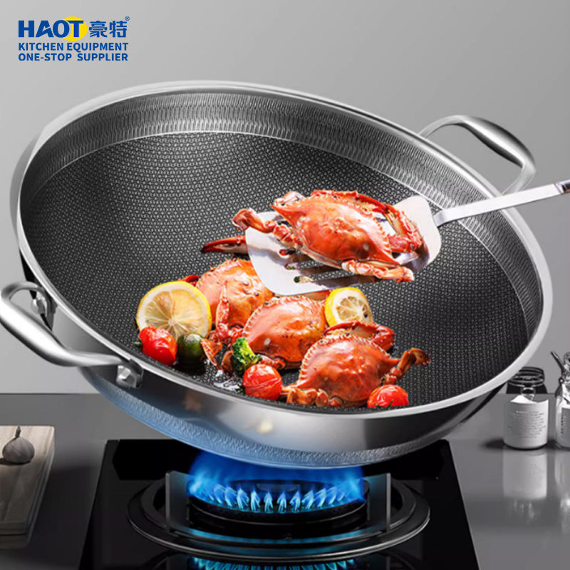 Double-ear Non stick Stainless steel wok All steel stewed wok