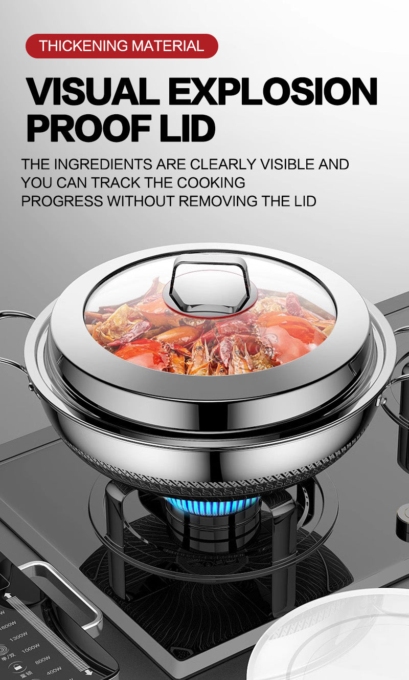 Double-ear Non stick Stainless steel wok All steel stewed wok