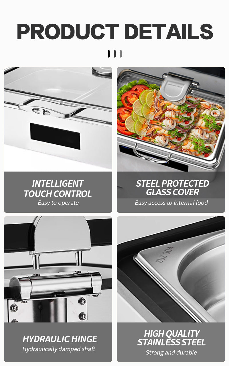 Koris Black Edge Luxury Digital Rectangular Glass Stove