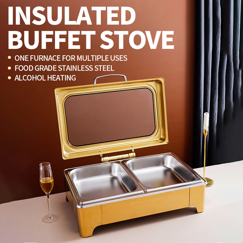 Rectangular hydraulic glass lid visible dining stove high foot (gold)