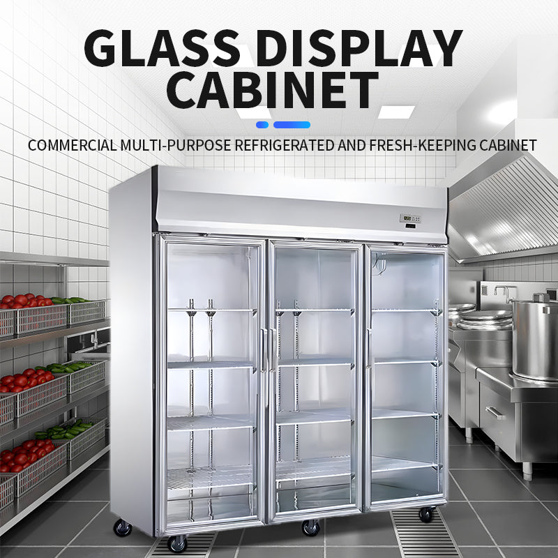 Three door glass display cabinet (copper)