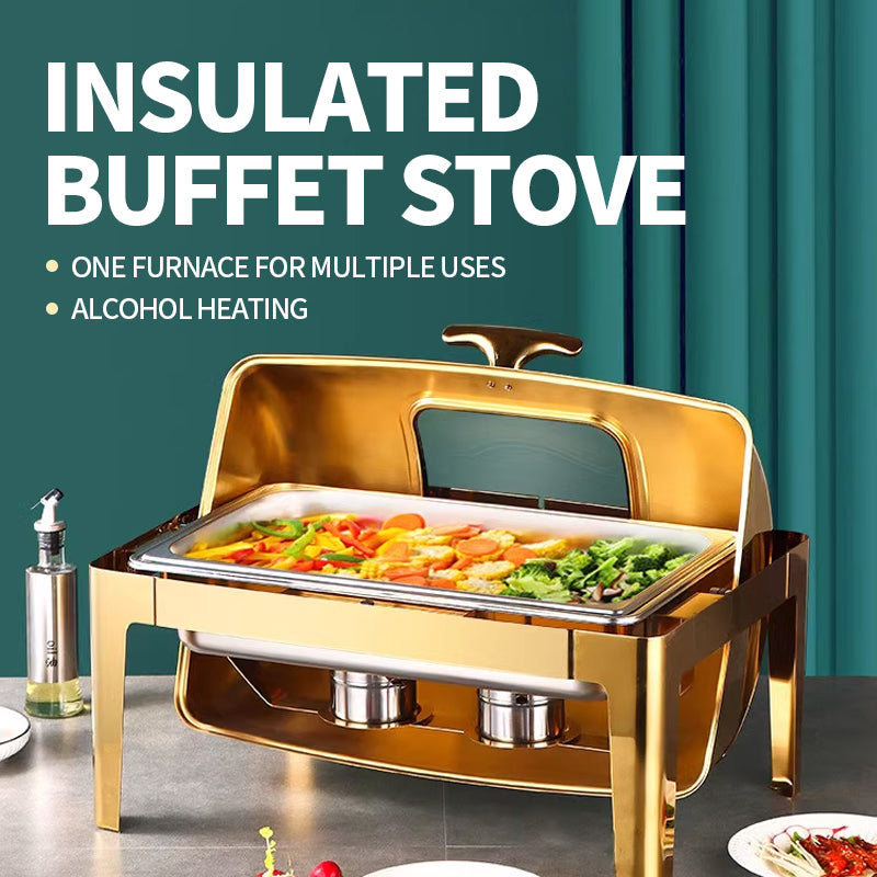 All stainless steel square full flip buffet stove