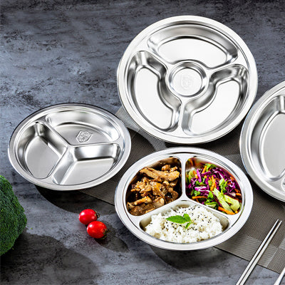 24cm stainless steel circular three grid dining plate