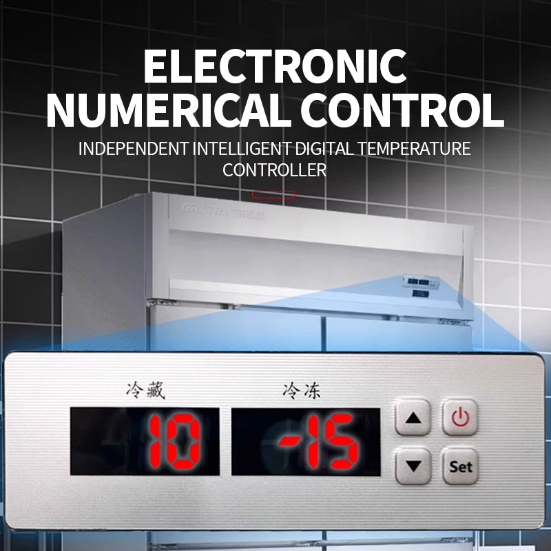 Six door dual machine dual temperature cabinet