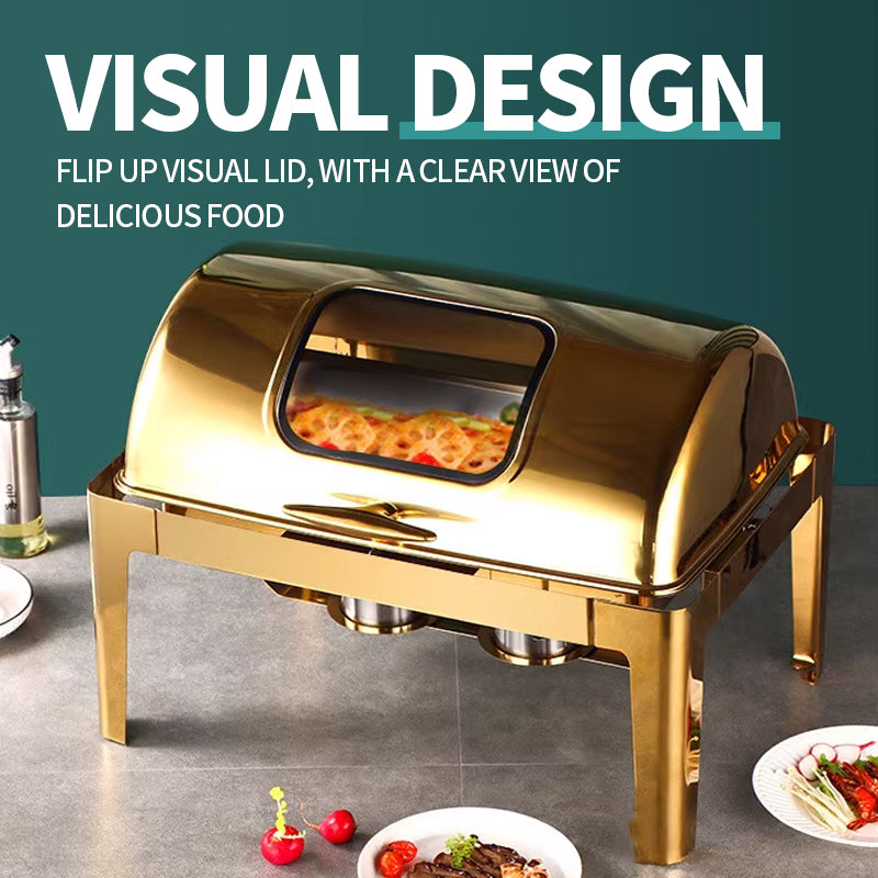 All stainless steel square full flip buffet stove