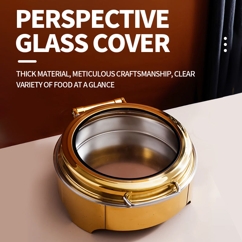 Circular hydraulic glass cover visible dining stove high foot (gold)