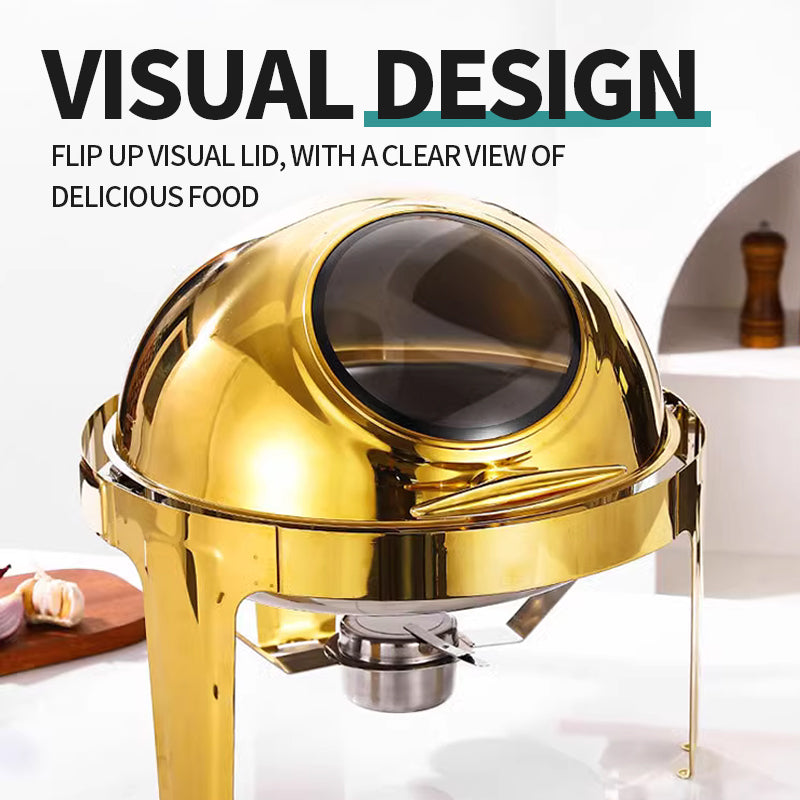 Golden round visible dining stove