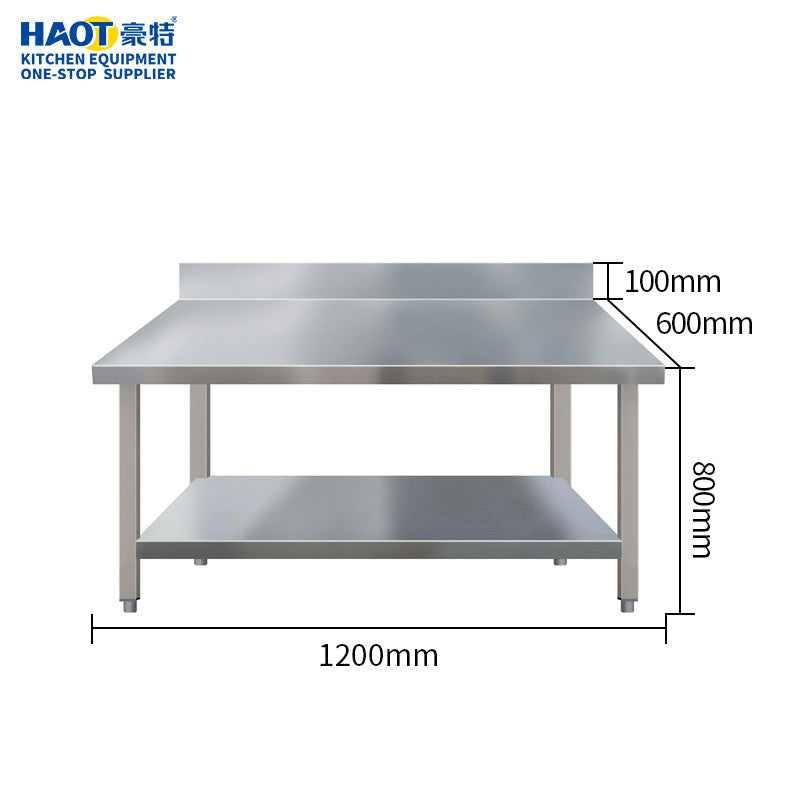 Stainless Steel Work Table with Backsplash (1200×600×800+100mm)