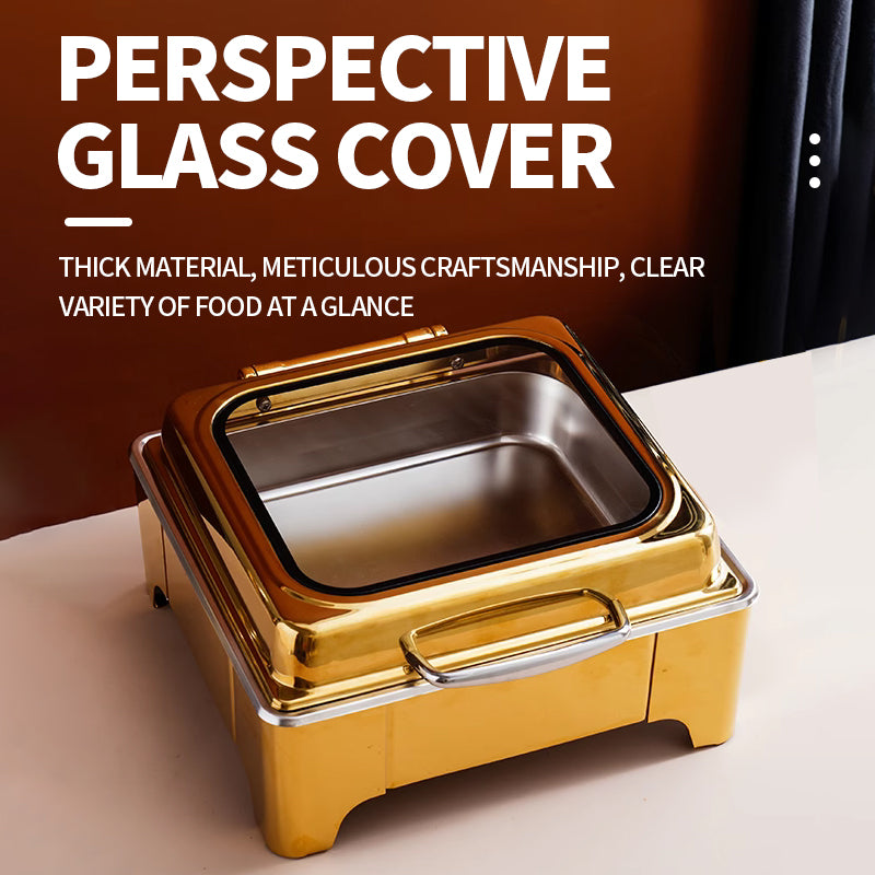 Square hydraulic glass cover visible dining stove high foot (gold)