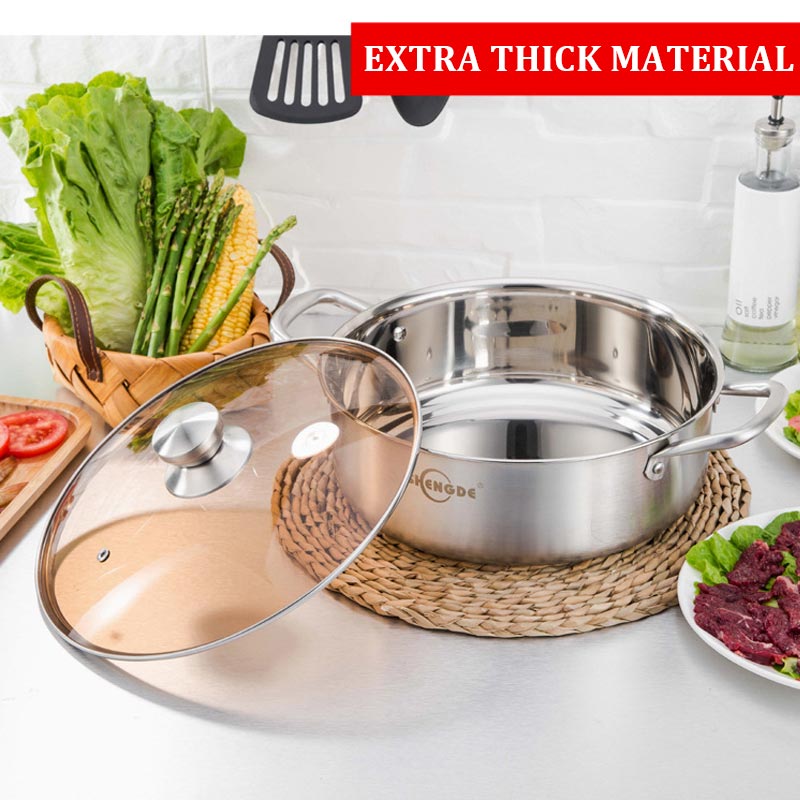 30cm double-ear stainless steel extra-thick hot pot