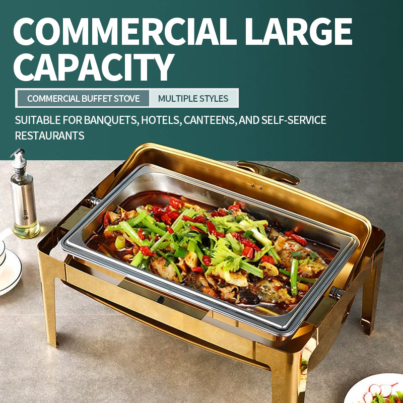 All stainless steel square full flip buffet stove