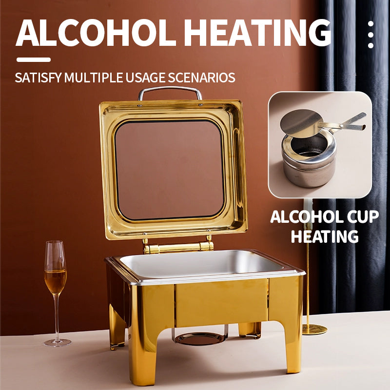 Square hydraulic glass cover visible dining stove high foot (gold)