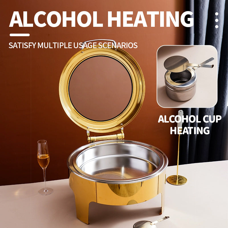 Circular hydraulic glass cover visible dining stove high foot (gold)