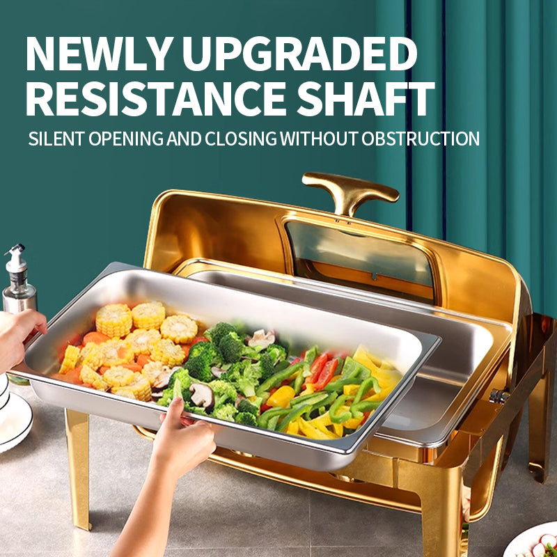 All stainless steel square full flip buffet stove