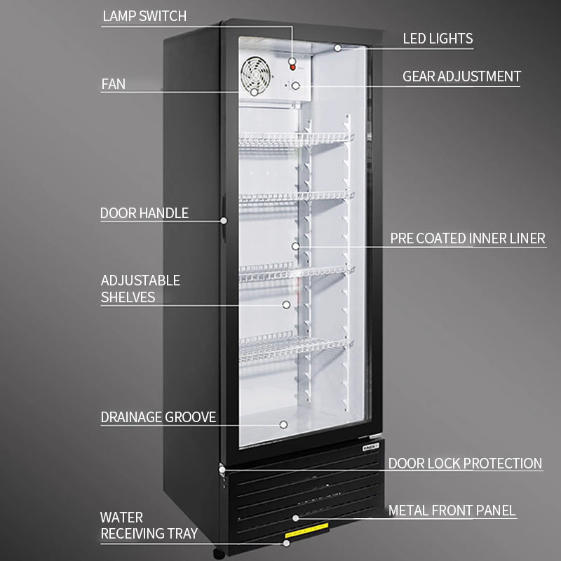 Flat head rounded corner single door refrigerated display cabinet(LSC-230FYPE)