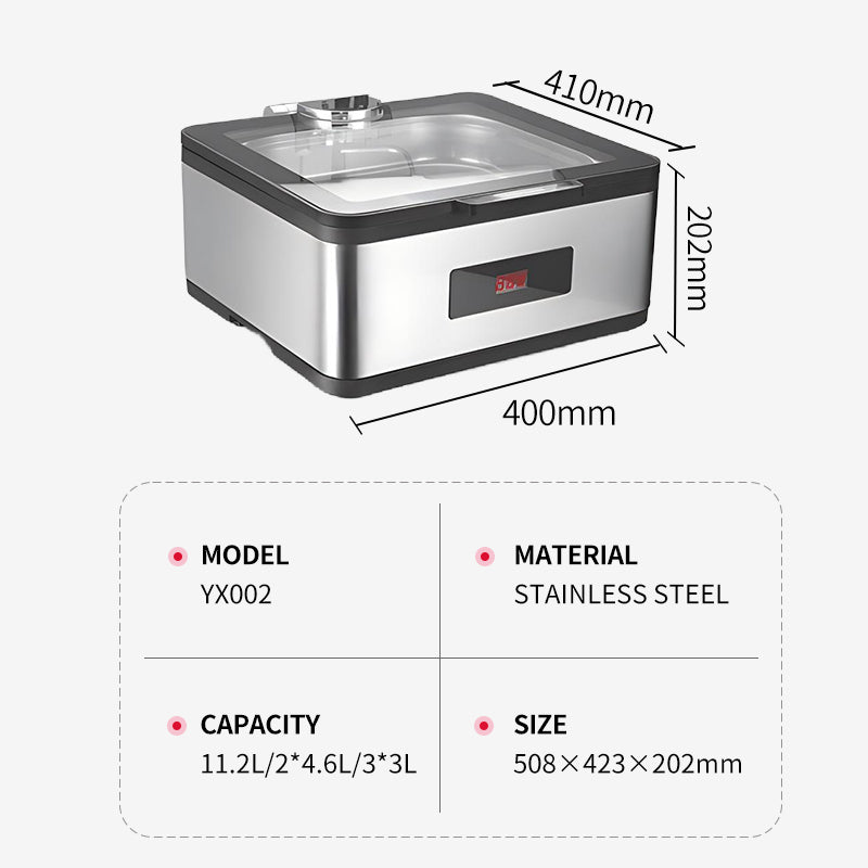 Black border luxury digital display 2/3 square large glass dining stove